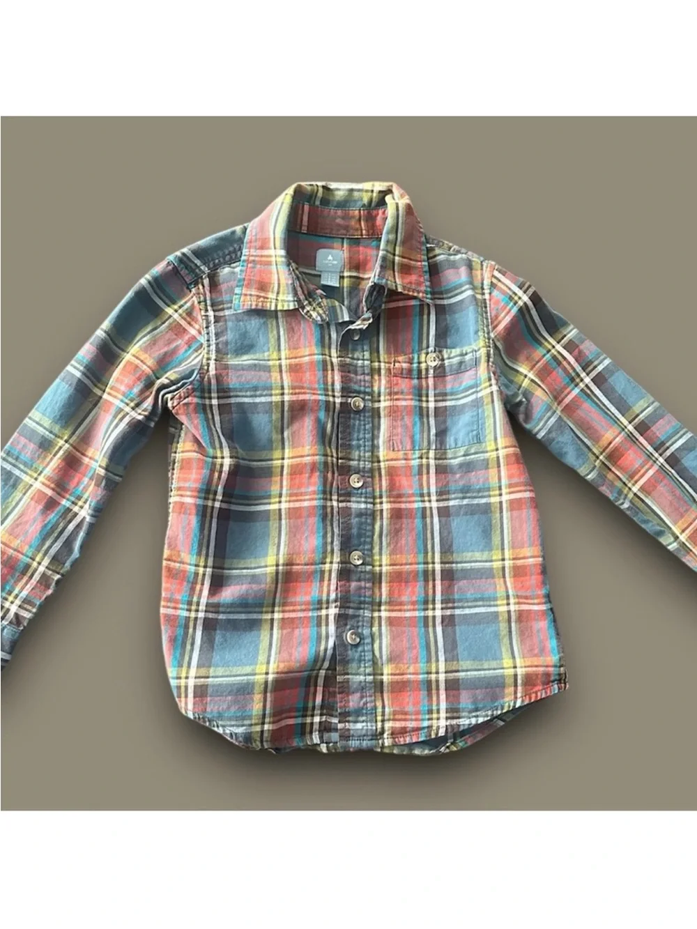 Baby Gap Boys Plaid Flannel Shirt Sz 5 Blue Red Multicolor Long Sleeve Button Up